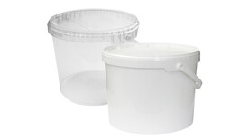 Eimer mit Originalitätsverschluss, 10.800 ml, Ø 268 mm, 263 mm, PP, weiß, mit Kunststoffbügel, A-Nr.: 62478 - 01