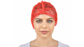 Klipphaube, M (Ø ca. 53 cm), PP-Vlies, rot, A-Nr.: 13562 - 01