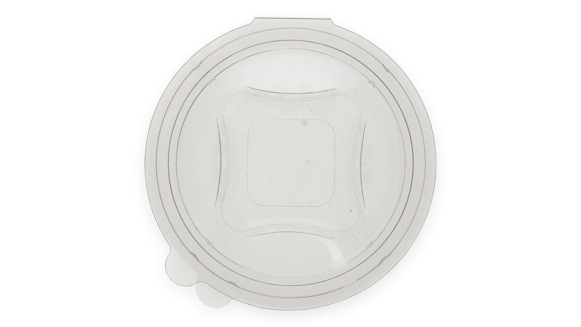Klappbox, 500 ml, Ø 155 mm, 85 mm, RPET, transparent, mit anhängendem Deckel, Verive, A-Nr.: 80433 - 02