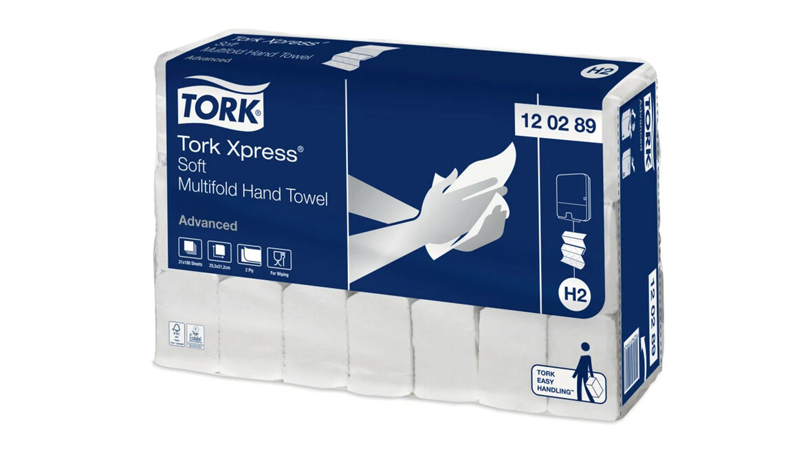 Falthandtuch Tork Xpress® Multifold kurz, Z-Falz, H2, 2-lagig, weiß, Advanced, 3.780 Stk./Sack, A-Nr.: 15993 - 01