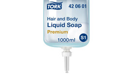 Duschcreme Tork Hair &amp;amp; Body, S1, 1.000 ml, blau, 6 Stk./Karton, A-Nr.: 15996 - 01