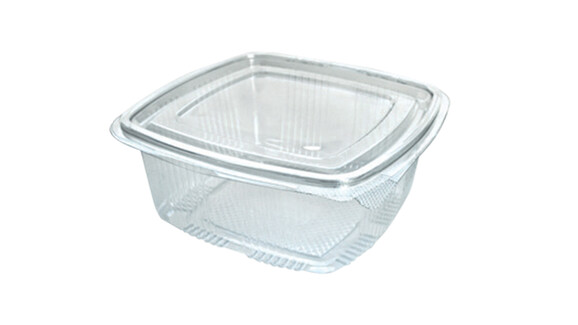 Klappbox, 1.500 ml, 192 x 184,5 x 80 mm, RPET, transparent, mit anhängendem Deckel, A-Nr.: 80446 - 01