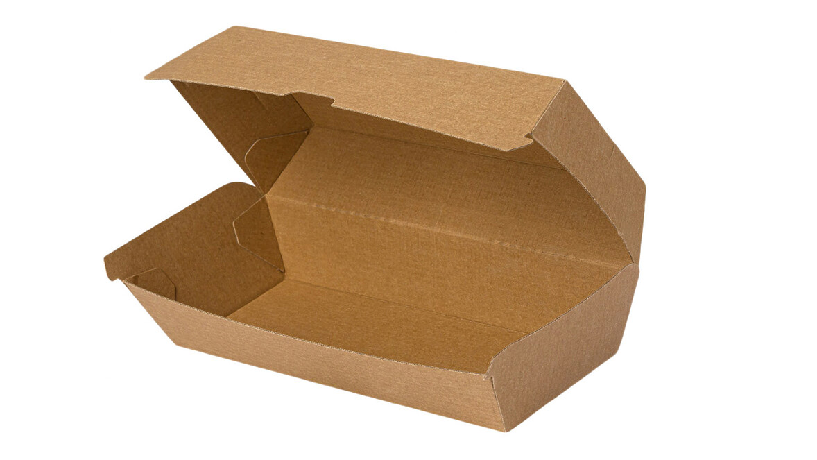 Klappbox, 210 x 70 x 75 mm, Kraftpapier, natur, mit anhängendem Deckel, A-Nr.: 14169 - 01