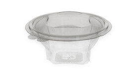 Klappbox, 500 ml, Ø 155 mm, 85 mm, RPET, transparent, mit anhängendem Deckel, Verive, A-Nr.: 80433 - 01