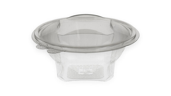 Klappbox, 600 ml, Ø 175 mm, 85 mm, RPET, transparent, mit anhängendem Deckel, Verive, A-Nr.: 80434 Klappbox, 600 ml, Ø 175 mm, 85 mm, RPET, transparent, mit anhängendem Deckel, Verive, A-Nr.: 80434 - 01