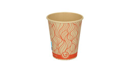 Coffee to go Becher, 200 ml, Ø 80 mm, 91 mm, Bambuspapier/wasserbasierte Beschichtung, braun, Motiv: orange - waves, FSC zertifiziert, VERIVE, A-Nr.: 14004 - 01