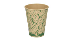 Coffee to go Becher, 300 ml, Ø 90 mm, 112 mm, Bambuspapier/wasserbasierte Beschichtung, braun, Motiv: green - waves, FSC zertifiziert, VERIVE, A-Nr.: 14006 - 01