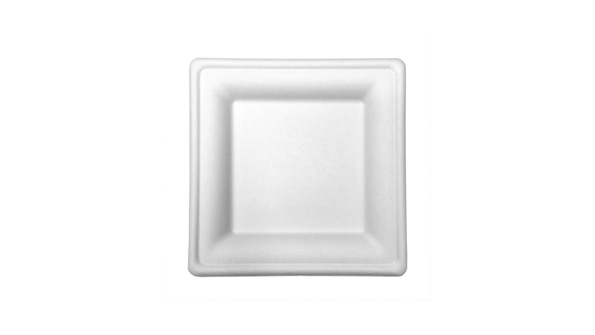 Einwegteller, Bagasse, 200 x 200 x 15 mm, weiß, VERIVE, A-Nr.: 16524 - 01