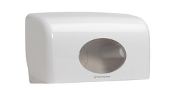 Toilettenpapierspender Kimberly-Clark Aquarius™ Twin Kleinrollen 6992, L 18 cm x B 29,8 cm x H 12,8 cm, weiß, manuelle Entnahme, Verschlussart: Schlüssel und Druckknopf, A-Nr.: 18285 - 01