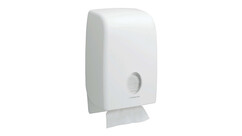 Falthandtuchspender Kimberly-Clark Aquarius™ 6945, L 13,6 cm x B 26,5 cm x H 39,9 cm, weiß, manuelle Entnahme, Verschlussart: Schlüssel und Druckknopf, A-Nr.: 18293 - 01