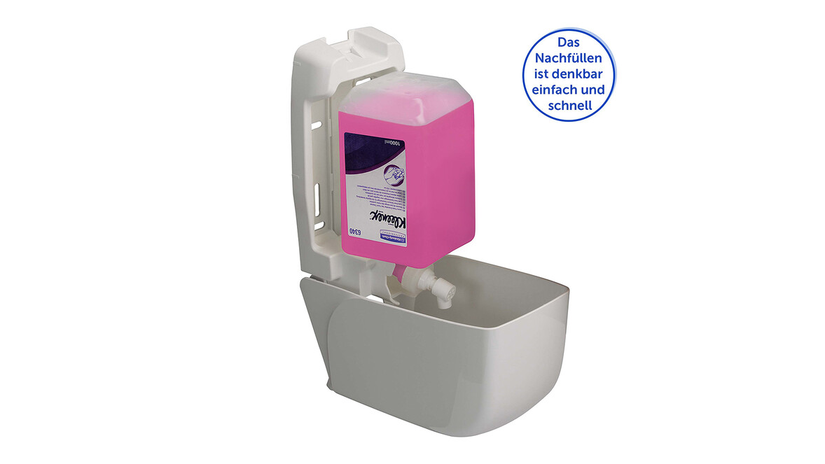 Seifenspender Scott® Control Aquarius™ 6948, L 23,5 cm x B 11,6 cm x H 11,4 cm, weiß, manuelle Entnahme, Verschlussart: Schlüssel und Druckknopf, A-Nr.: 18295 - 02