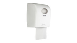 Rollenhandtuchspender Kimberly-Clark Aquarius™ 7375, L 24 cm x B 30,9 cm x H 38,2 cm, weiß, manuelle Entnahme, Verschlussart: Schlüssel und Druckknopf, A-Nr.: 18287 - 01