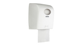 Rollenhandtuchspender Kimberly-Clark Aquarius™ 7375, L 24 cm x B 30,9 cm x H 38,2 cm, weiß, manuelle Entnahme, Verschlussart: Schlüssel und Druckknopf, A-Nr.: 18287 - 01