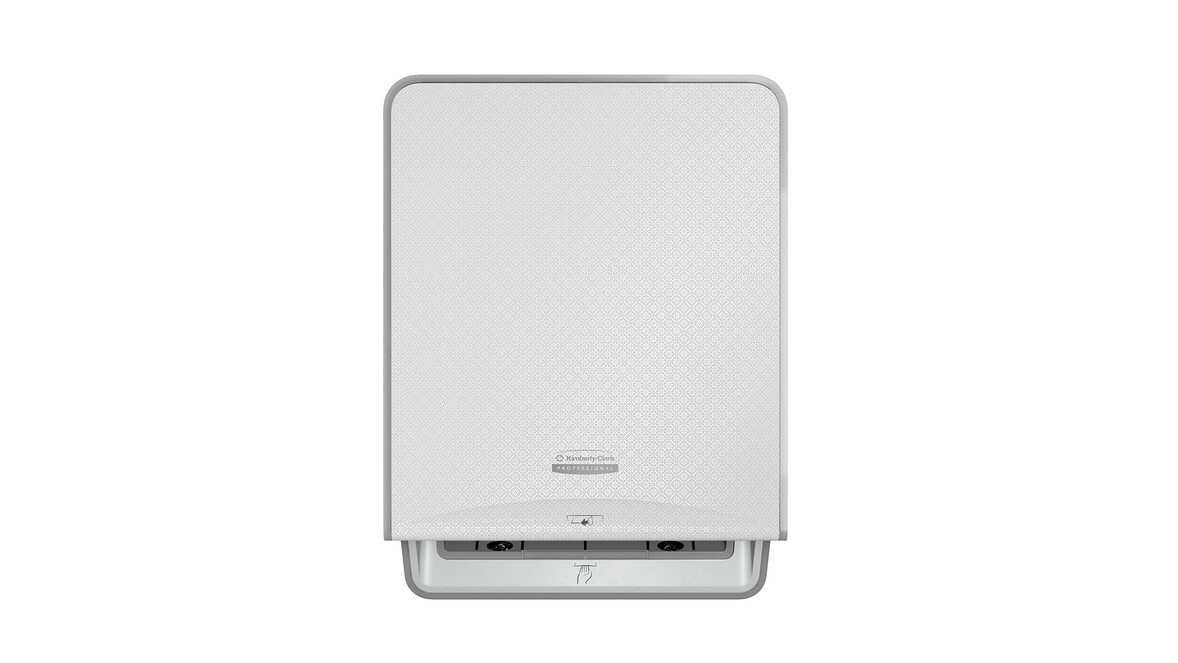 Rollenhandtuchspender Kimberly-Clark Icon™ 53940, L 42 cm x B 25,88 cm x H 31,5 cm, weiß, automatische Ausgabe per Sensor, batteriebetrieben, Verschlussart: Schlüssel, A-Nr.: 18238 - 02