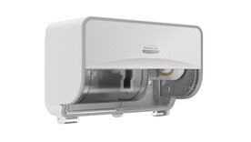 Toilettenpapierspender Kimberly-Clark Icon™ Twin Kleinrollen 53945, L 32,39 cm x B 21,27 cm x H 18,42 cm, weiß, manuelle Entnahme, Verschlussart: Schlüssel, A-Nr.: 18246 - 01