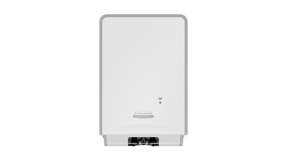 Seifen- und Desinfektionsspender Kimberly-Clark Icon™ 53944, L 29,7 cm x B 19 cm x H 10,2 cm, weiß, automatische Ausgabe per Sensor, batteriebetrieben, Verschlussart: Schlüssel und Druckknopf, A-Nr.: 18247 - 01