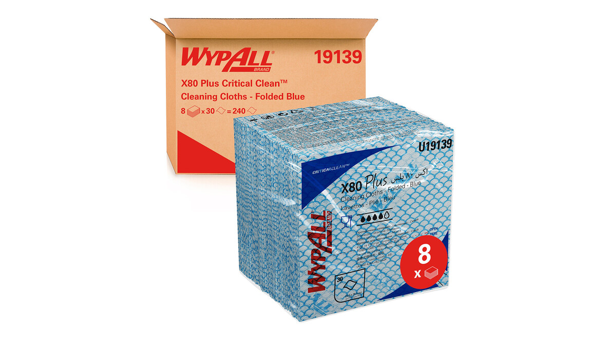 Reinigungstuch Kimberly-Clark WypAll® X80 Plus Critical Clean 19139, viertelgefaltet, blau, 240 Stk./Karton, A-Nr.: 18297 - 02