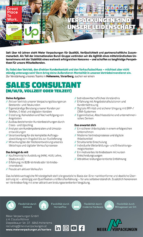 Stelleninserat Sales Consultant