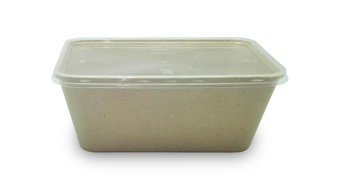 Menüschale to go mit Deckel, 950 ml, Bagasse, 173 x 116 x 70 mm, natur, A-Nr.: 95094 - 01