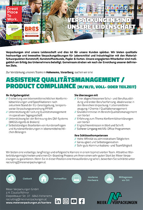 Stellenanzeige Assistenz QM