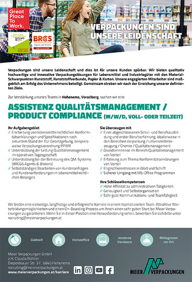 Stellenanzeige Assistenz QM